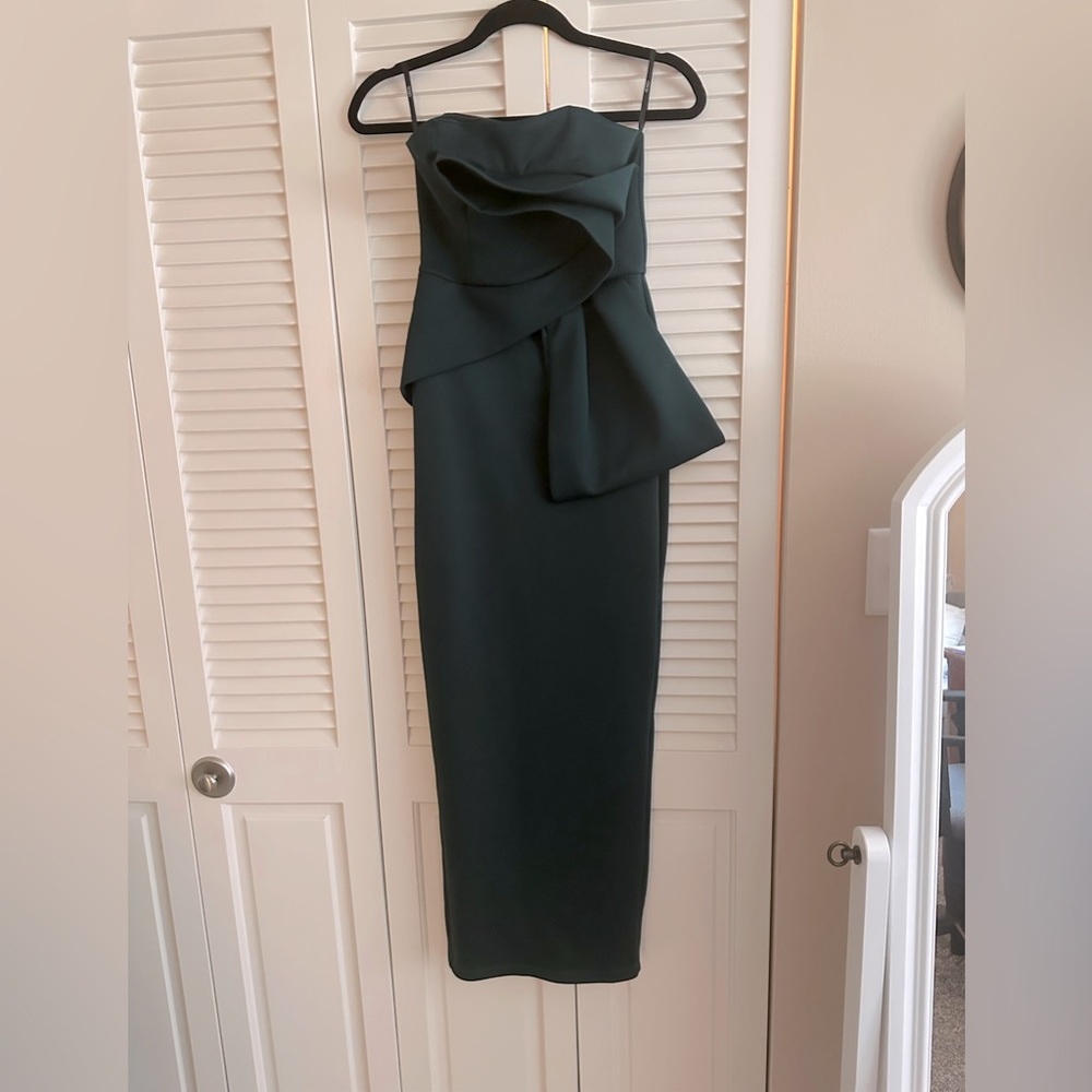 ASOS forest green wedding guest dress